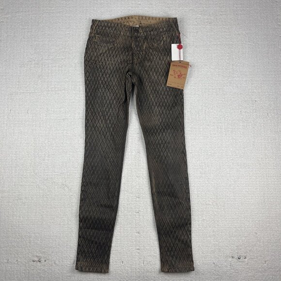 TRUE RELIGION JEANS Halle Mojave Lonestar Snakeskin Brown Slim Skinny 25 - Picture 1 of 16